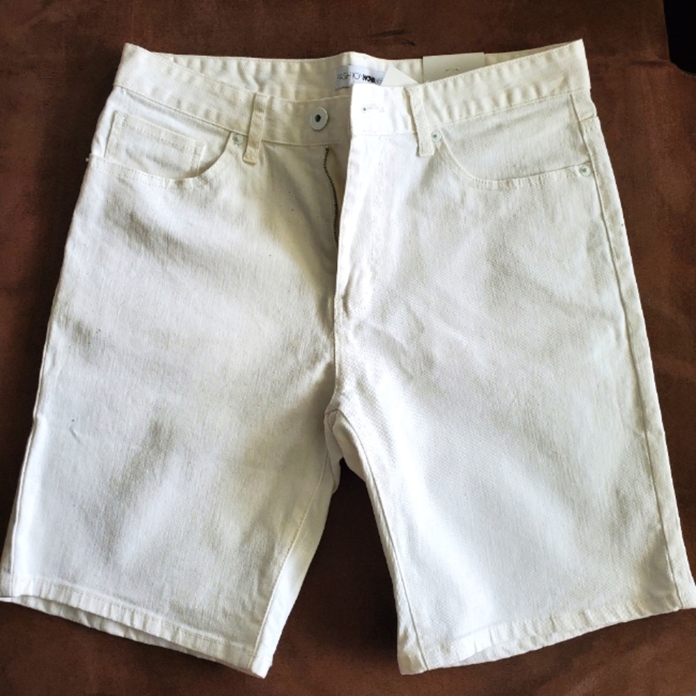 Fashion Nova Men White Jean Short